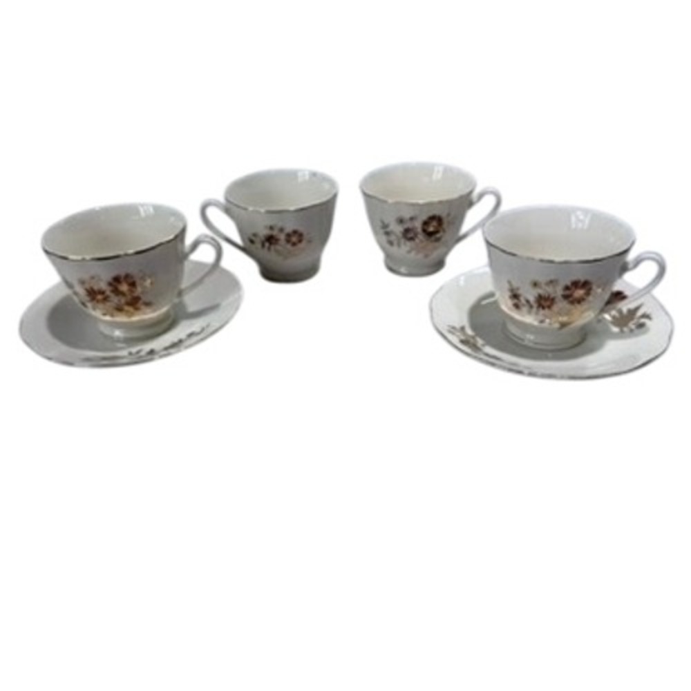 Bud Let Tea Cup and Saucer Set Hand Etched Hand‎ Painted Floral Design